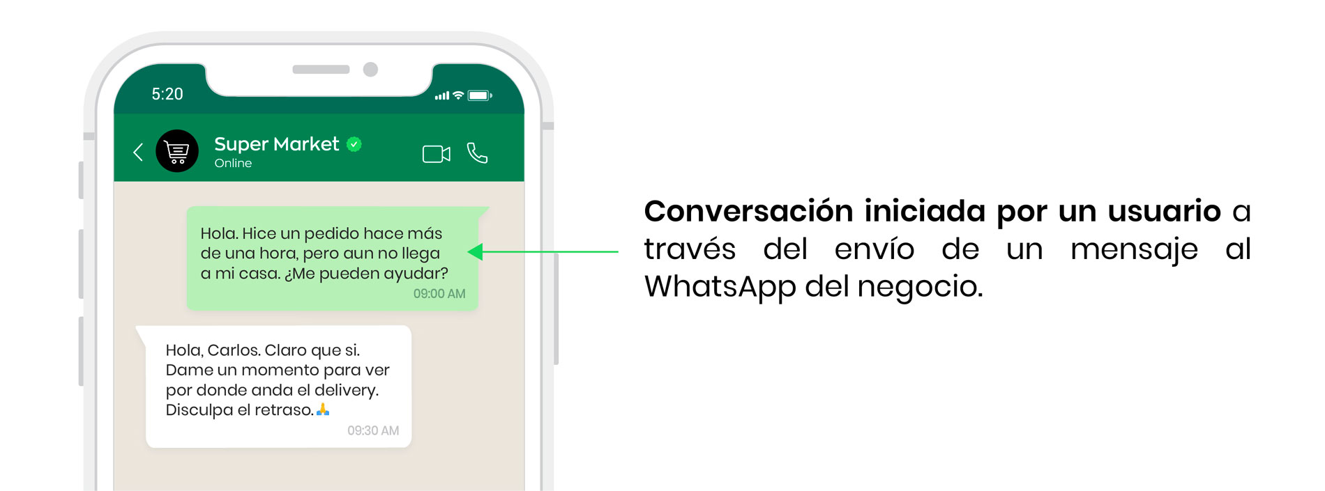 Conversacion iniciada por el usuario en WhatsApp Business API